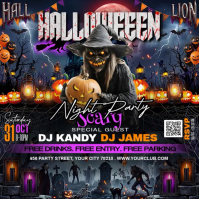 Black Halloween Night Party Post Instagram Template