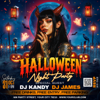 Black Halloween Night Party Post Instagram Template