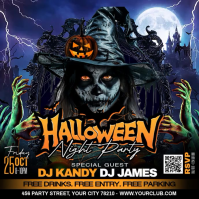Black Halloween Night Party Kvadrat Template