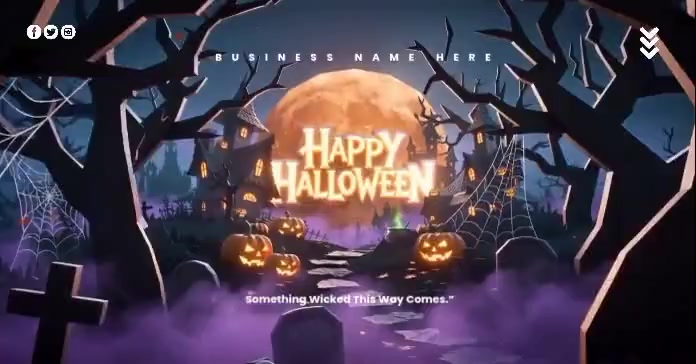 Black Illustrative Halloween Party Facebook Shared Image Video Template ...