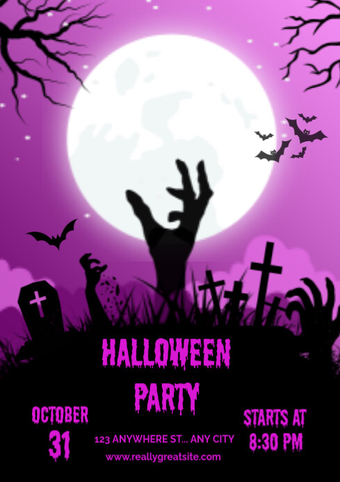 Modèle Black Illustrative Halloween Party Flyer A4 | PosterMyWall