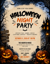 Black Halloween Party Рекламная листовка Template