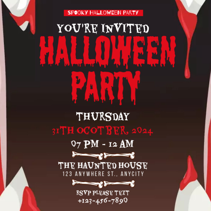 Plantilla de Black Illustrative Halloween Party Instagram Post ...