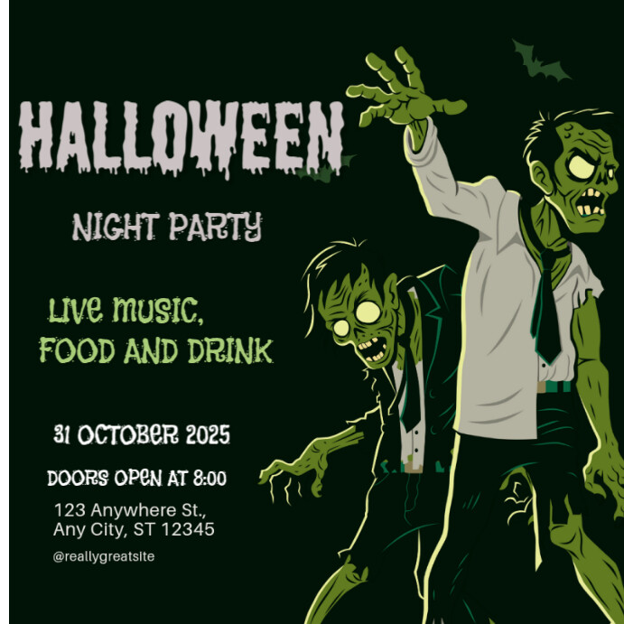 Plantilla de Black Illustrative Halloween Party Instagram Post ...