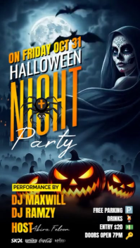 Black Illustrative Halloween Party  Instagram Story template