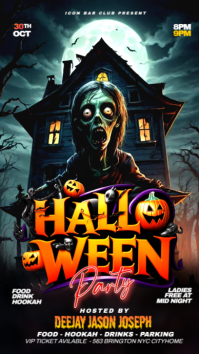 Black Illustrative Halloween Party Post Postermywall Template Instagram Story