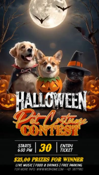Black Illustrative Halloween Pet Party  Instagram Story template