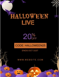 Black Illustrative Halloween Promotion Ad Flyer (us Letter) template