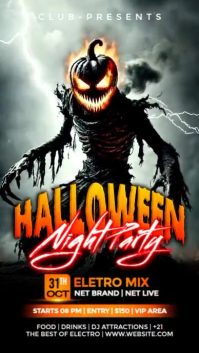 Black Illustrative Halloween Scary Night Party Instagram Reel template