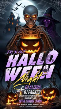 Black Illustrative Halloween Scary Night Party Instagram Story template