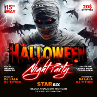 Black Halloween Night Party โพสต์บน Instagram Template