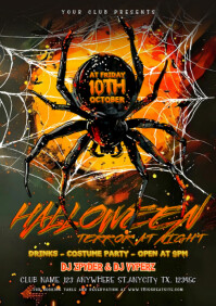 Black Illustrative Halloween Terror At Night Party A4 template