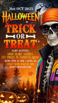 Czarny Halloween Trick or Treat Party เรื่องราวบน Instagram Template