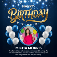 Black Illustrative Happy Birthday Square (1:1) template