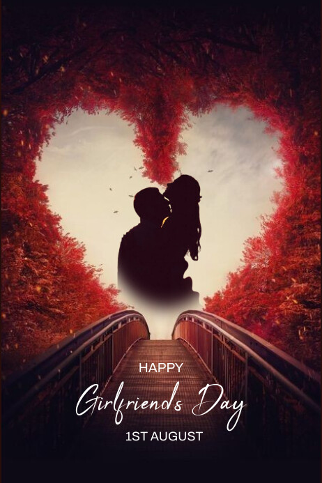 Black Illustrative Happy Girlfriend's Day Pos Poster template