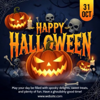 Black Illustrative Happy Halloween Day Instagram Post template