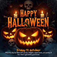 Black Illustrative Happy Halloween Instagram Post template