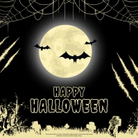 Black Illustrative Happy Halloween Instagram template
