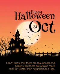 Black Illustrative Happy Halloween Instagram Portrait template