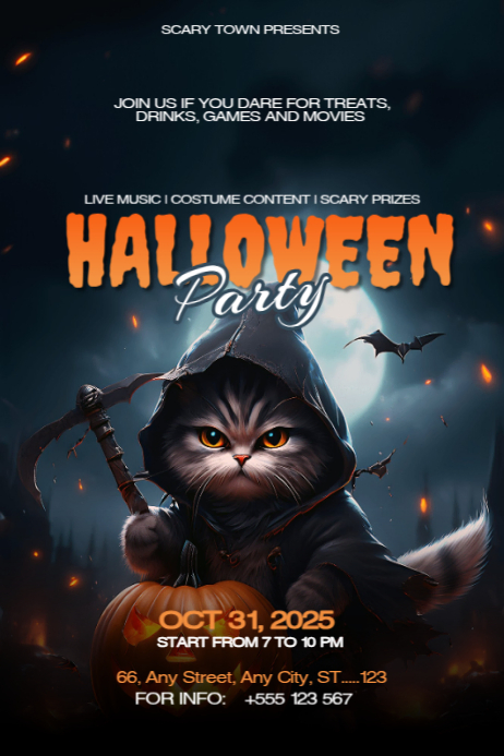 Plantilla de Black Illustrative Happy Halloween Night Party Flyer ...