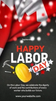 Black Illustrative Happy Labor Day Instagram Story template