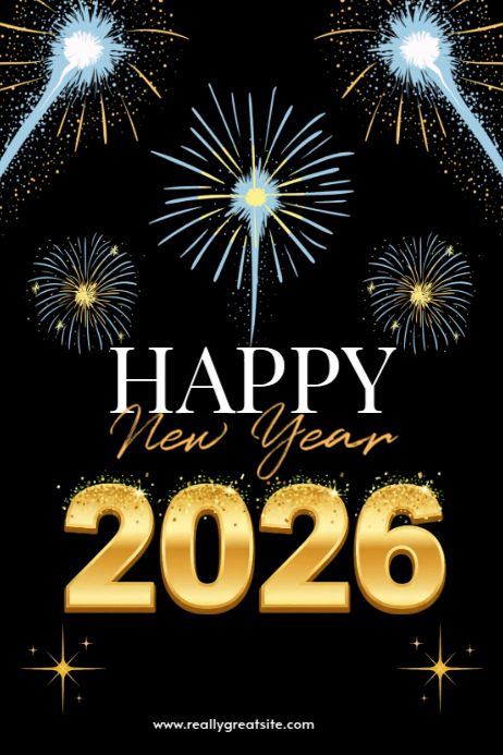 Plantilla de Black Illustrative Happy New Year 2026 Poster Template ...