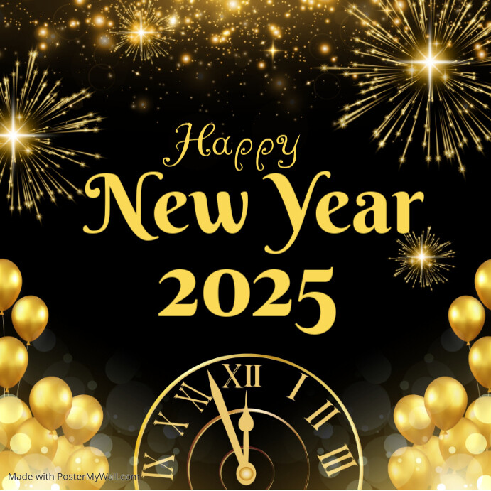 Black Illustrative Happy New Year  Instagram Post template