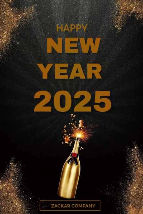 Black Illustrative Happy New Year Poster Template | PosterMyWall