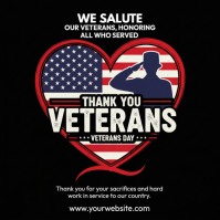 Black Illustrative Happy Veterans Day Square (1:1) template
