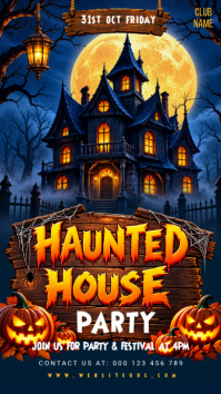 Black Haunted House Party เรื่องราวบน Instagram Template