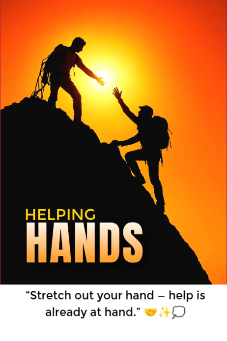 Black Illustrative Helping Hands Poster Template | PosterMyWall