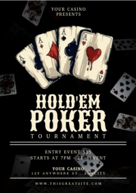 Black Illustrative Hold'em Poker  A4 template