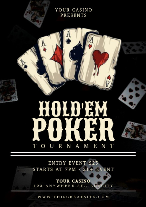 Black Illustrative Hold'em Poker  A4 template
