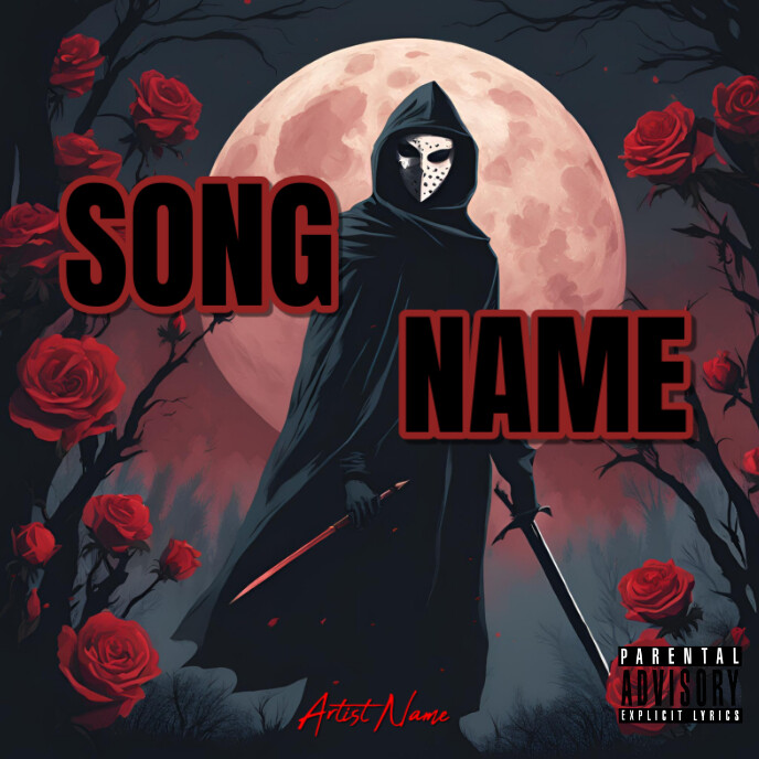 Plantilla de Black Illustrative Hoodie Rose Album Cover | PosterMyWall