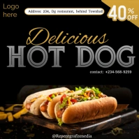 Black Illustrative Hot Dog Instagram Post template