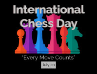 Black Illustrative International Chess Day Flyer (us Letter) template