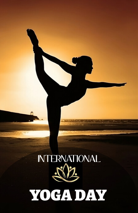 Black Illustrative International Yoga Day Cel Tabloid template