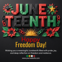 Black Illustrative Juneteenth Celebration Square Quadrat (1:1) template