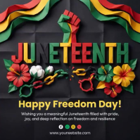 Black Illustrative Juneteenth Celebration Square Video Quadrato (1:1) template