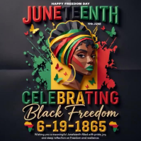 Black Illustrative Juneteenth Celebration Square Video Quadrat (1:1) template