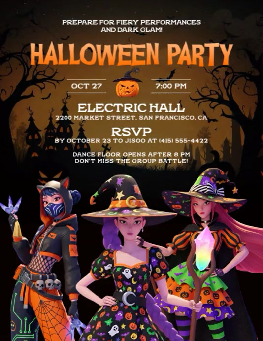 Copy of Black Illustrative Kpop Demon Hunters Halloween Party ...