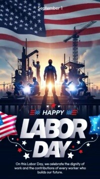 Black Illustrative Labor Day Instagram Story template
