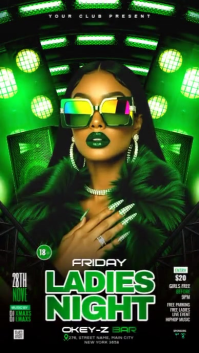 Black Illustrative Ladies Night Club Party Instagram Story template