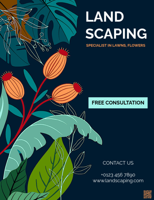 Black Illustrative Landscaping Flyer (us Letter) Template | PosterMyWall