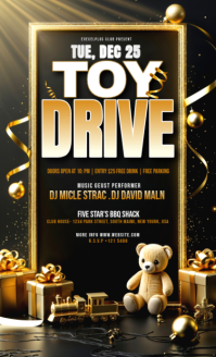 Black Illustrative Luxury Toy Drive Event Flyer – Gold & Black Christmas Donation Poster Us Legal template