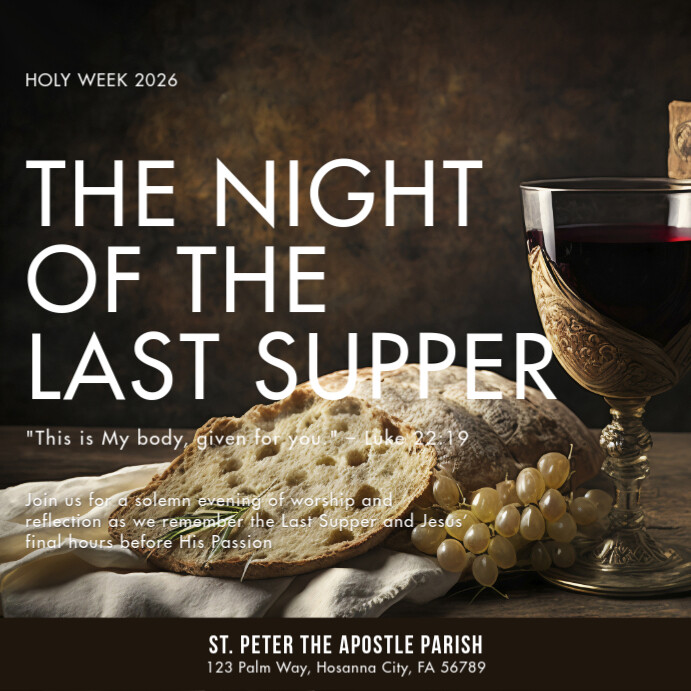 Black Illustrative Maundy Thursday Instagram Post template