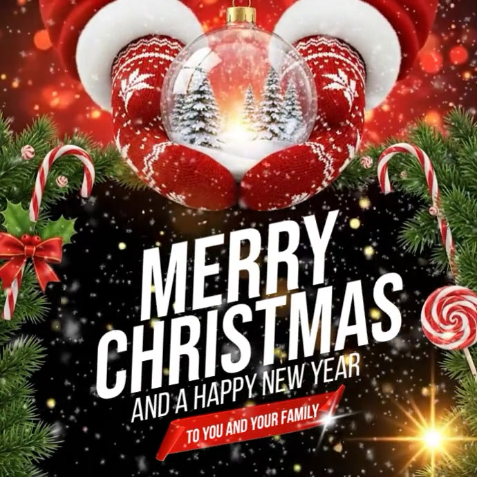Plantilla de Black Illustrative Merry Christmas And Happy New Year ...