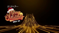 Black Illustrative Merry Christmas And Happy New Year Greeting Video With Golden Tree Animation Twit Twitter Post template
