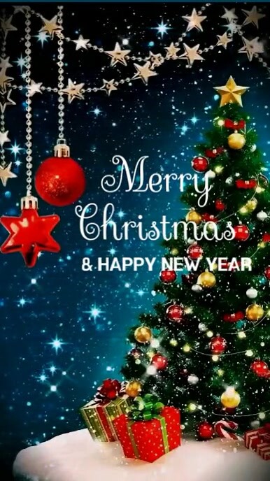 Black Illustrative Merry Christmas And Happy New Year Instagram Story ...