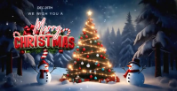 Black Illustrative Merry Christmas greetings Video Template Facebook Event Cover